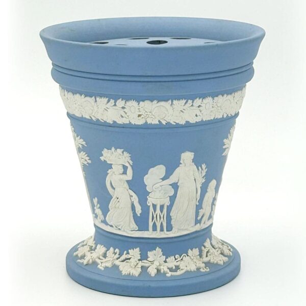 Wedgwood Light Blue Jasperware Vase With Frog