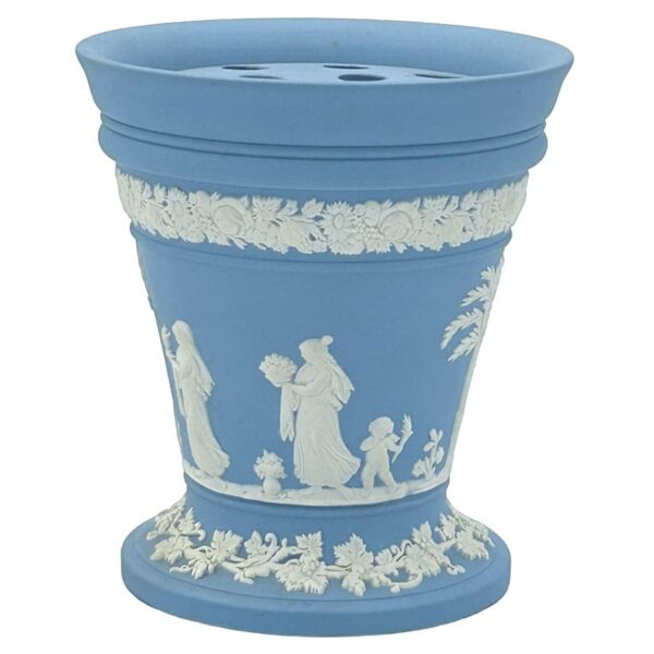 Wedgwood Light Blue Jasperware Vase With Frog