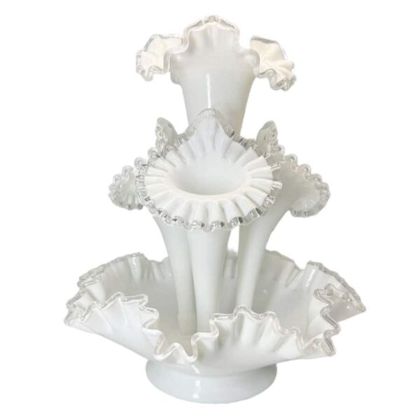 Fenton-milk-glass-epergne-centrepiece-c1950 Fenton Milk Glass Epergne Centrepiece C1950