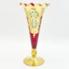 Murano Red And Gold Years Pair Trumpet Vases