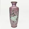 Pair Japanese Egret And Fauna Cloisonne Vases Meiji