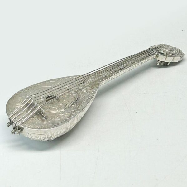 Rare Hallmarked Silver Mandolin Perfume Bottle 1888-95
