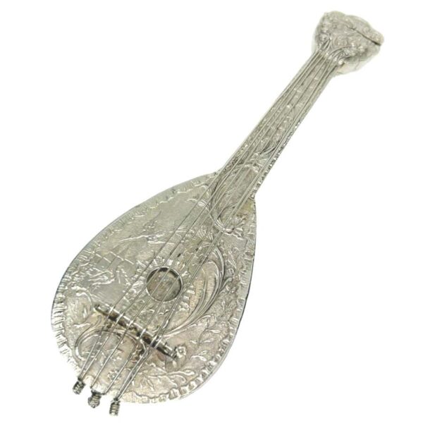 Rare Hallmarked Silver Mandolin Perfume Bottle 1888-95