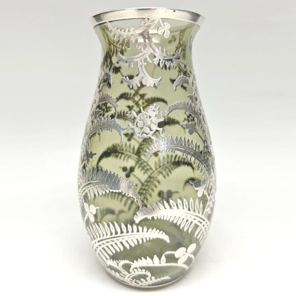 Sterling Silver Overlay Glass Vase 925