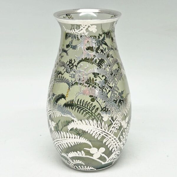 Sterling Silver Overlay Glass Vase 925