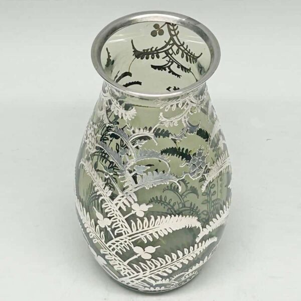 Sterling Silver Overlay Glass Vase 925
