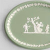 Wedgwood Green Jasper Ware Oval Plaque Angel and Cupid