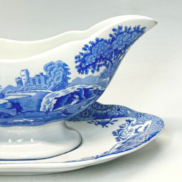 Copeland-Spode-blue-Italian-large-sauce-boat-on-stand-2 Copeland Spode Blue Italian Large Sauce Boat On Stand