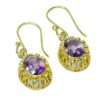 Pair 9 Carat Gold Amethyst Earrings