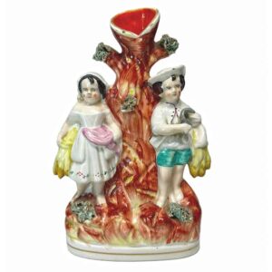 Victorian Staffordshire Flat Back Spill Vase Harvest Children C1850