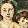 Italian Mary and Jesus  Hand Painted Terracotta Wall Tile 20th