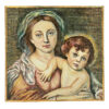 Italian Mary and Jesus  Hand Painted Terracotta Wall Tile 20th