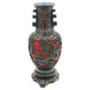 Cinnabar Chinese Hand Carved Dragon Dual Tone Vase 20cm