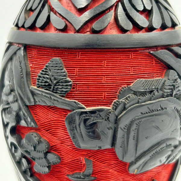 Cinnabar Hand Carved Dual Tone Vase 18cm
