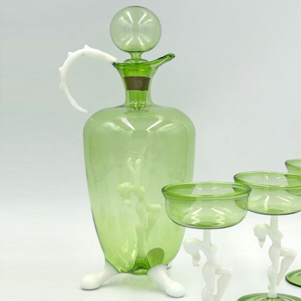 Art-Deco-Bimini-Lauscha-Dancer-Glass-Decanter-Set-Austria-1920-2 Art Deco Bimini Lauscha Dancer Glass Decanter Set Austria 1920