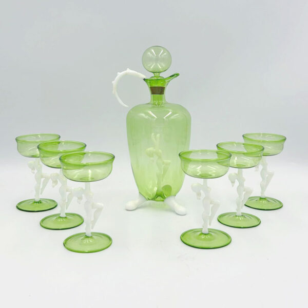 Art-Deco-Bimini-Lauscha-Dancer-Glass-Decanter-Set-Austria-1920-7 Art Deco Bimini Lauscha Dancer Glass Decanter Set Austria 1920
