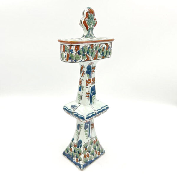 Art Nouveau Royal Delft Polychrome Candle Holder 1898