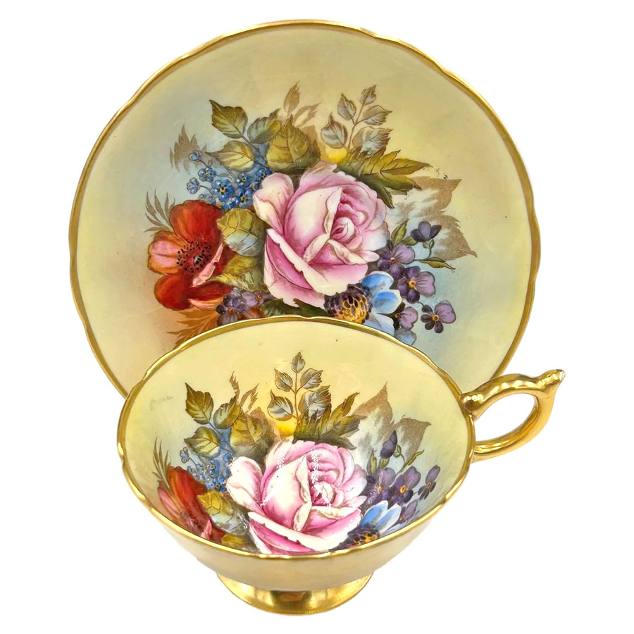Aynsley Cabbage Rose J A Bailey Tea Cabinet Duo - Clyde on 4th
