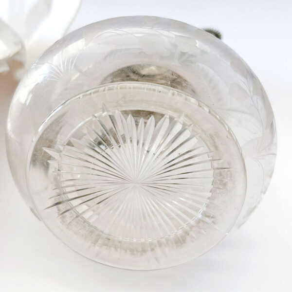 Hallmarked Silver London 1876 Claret Jug Fern Etched Glass