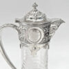 Hallmarked Silver London 1876 Claret Jug Fern Etched Glass