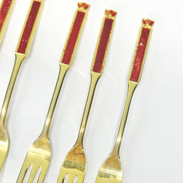 Eetrite 24ct Gold Plated Royal Albert Heirloom Cake Forks Red