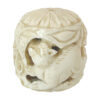 Japanese Netsuke Cat and Butterfly Carved Ball 19th