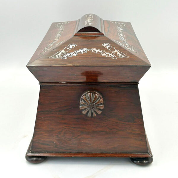 Regency-rosewood-tea-caddy-mother-of-pearl-inlay-c1810-2 Regency Rosewood Tea Caddy Mother of Pearl Inlay C1810