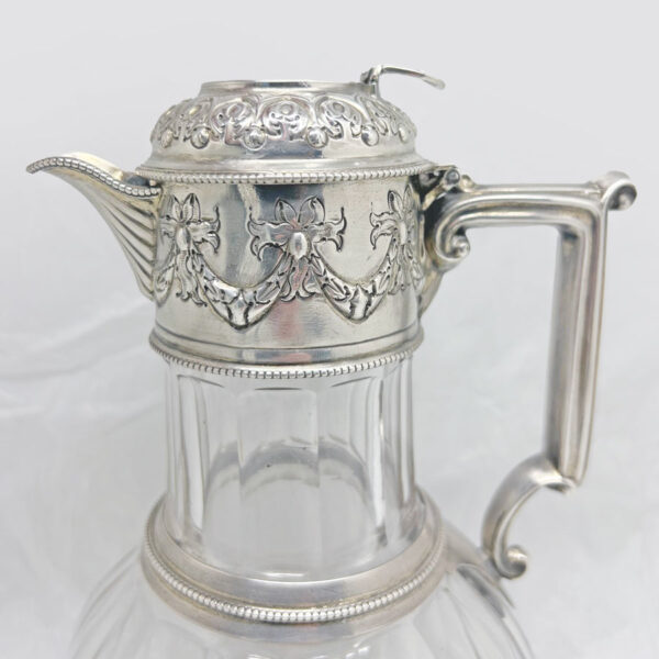 Hallmarked Silver and Crystal Claret Jug Sheffield 1887