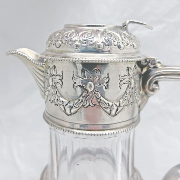 Hallmarked Silver and Crystal Claret Jug Sheffield 1887