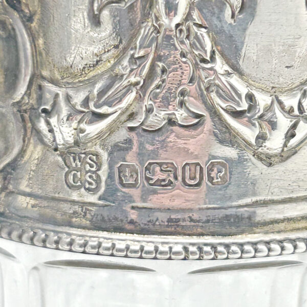 Hallmarked Silver and Crystal Claret Jug Sheffield 1887