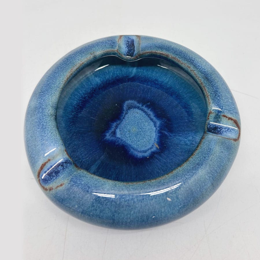 Linnware Pottery Blue Glazed Ash Tray - Clyde on 4th Antiques