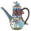 Ardmore Hand Elephant Scene Painted Large Coffee Pot By Ohelia 1995