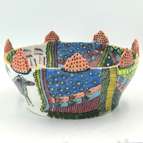 Ardmore Hand Painted Zebra Bowl 1994 Matrinah