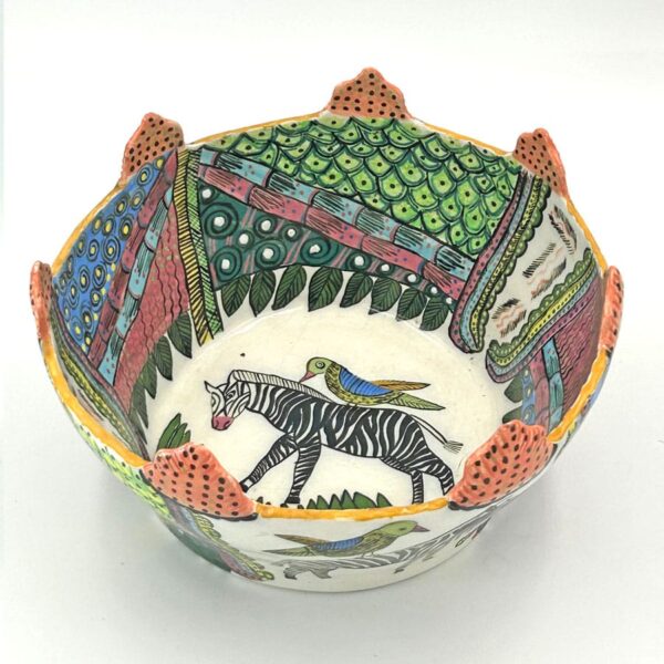 Ardmore Hand Painted Zebra Bowl 1994 Matrinah