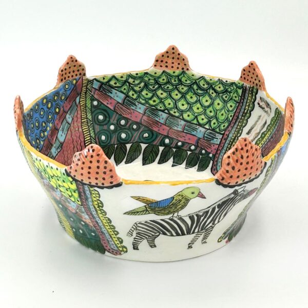 Ardmore Hand Painted Zebra Bowl 1994 Matrinah