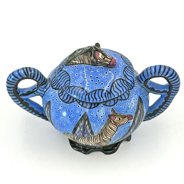Ardmore Hand Painted Zebra Bowl and Cover Octevia 1998