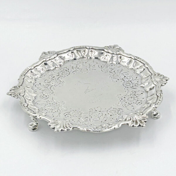 Georgian Silver Calling Card Tray London 1749 William Peaston