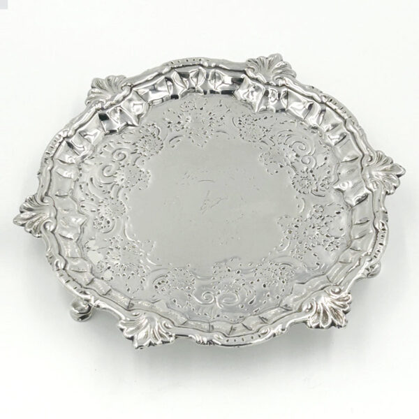 Georgian Silver Calling Card Tray London 1749 William Peaston
