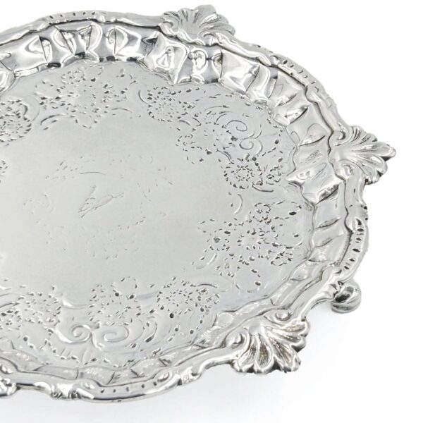 Georgian Silver Calling Card Tray London 1749 William Peaston