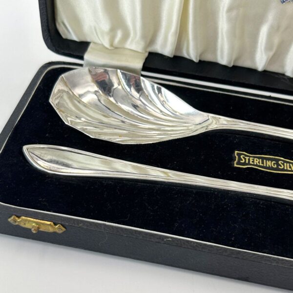 Hallmarked Silver Boxed Serving Spoons Sheffield 1959