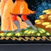 Russian Hand Painted Lacquered Box Figures Under Tree