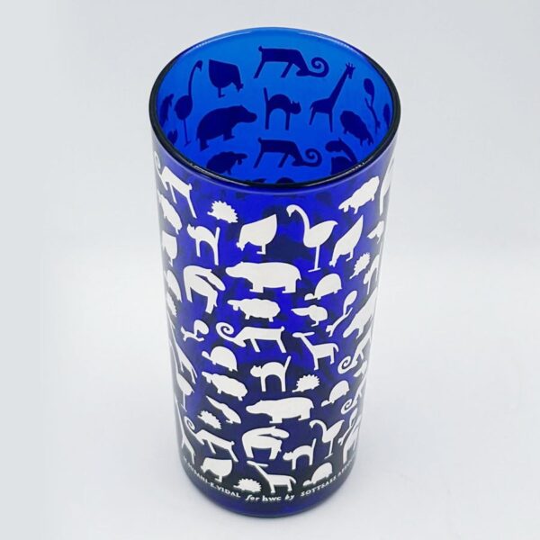 Scotass Egizia Cobalt Blue Silver Overlay Glass Vase By Marco Susini and Elisabeth Vidal C1990