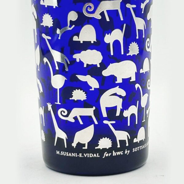 Scotass Egizia Cobalt Blue Silver Overlay Glass Vase By Marco Susini and Elisabeth Vidal C1990