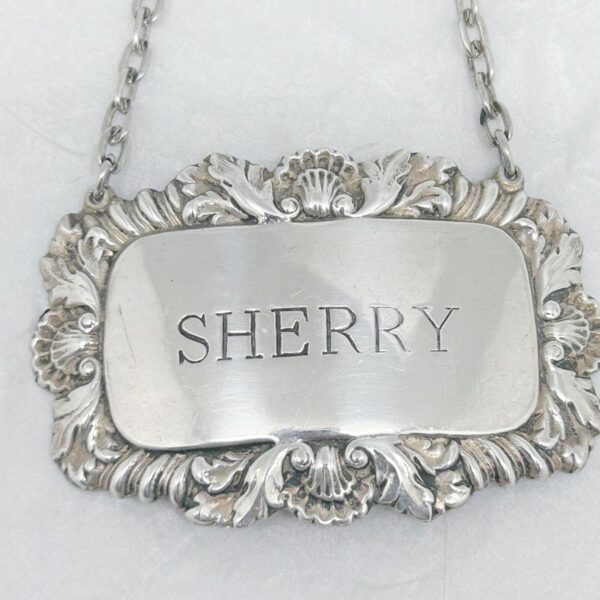 Silver Sherry Decanter Label London 1966