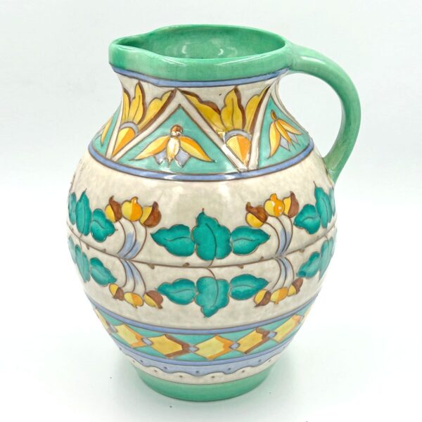 Charlotte-Rhead-Bursleyware-green-banded-jug-c1930-3 Charlotte Rhead Bursleyware Green Banded Jug C1930
