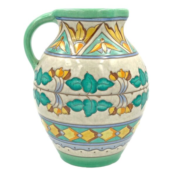 Charlotte-Rhead-Bursleyware-green-banded-jug-c1930 Charlotte Rhead Bursleyware Green Banded Jug C1930