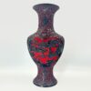 Cinnabar Chinese Hand Carved Large Village Scene Dual Tone Vase 20th