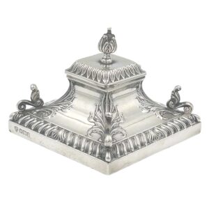 Hallmarked-silver-inkwell-Sheffield-1908-hawksworth-eyre-and-co Hallmarked Silver Inkwell Sheffield 1908 Hawksworth Eyre and Co