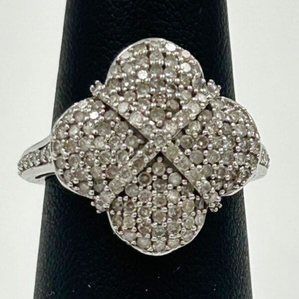 9ct White Gold Diamond Cluster Ring