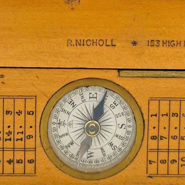 Antique 12 Inch Folding Wooden Rule With Compass And Levelling R. Nicholl